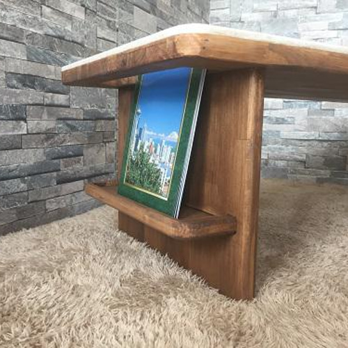 ローテーブル 天板人工大理石 脚パイン集成材 アンティーク風 オイル