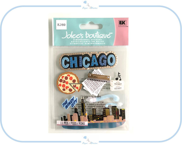 EJ69 JOLEE'S 3Dシール シカゴ CHICAGO ピザ ビル 海外 立体