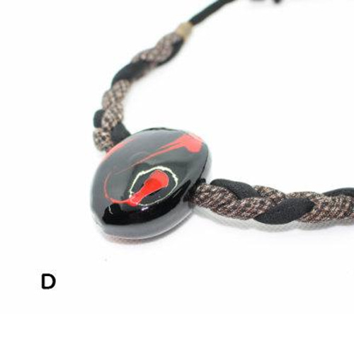 漆モダマ玉ネックレス NS-130 75cm 三つ編み/ねじねじ紐｜和雑貨 も