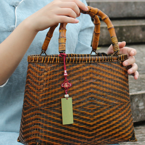 手作り 竹工芸 収納バスケット 自然竹の編み上げ 茶道 竹細工 收納