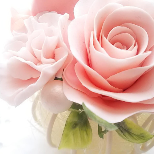 専用 ホワイトとピンクのオーキッドアレンジメント クレイフラワー