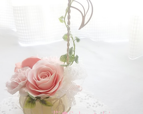 専用 ホワイトとピンクのオーキッドアレンジメント クレイフラワー