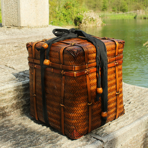 竹編細工籠 自然竹の編み上げ 茶籠 茶道具収納} 茶道具籠 茶器収納 自然竹の編み上げ 工芸品 竹編細工籠 その他素材 竹