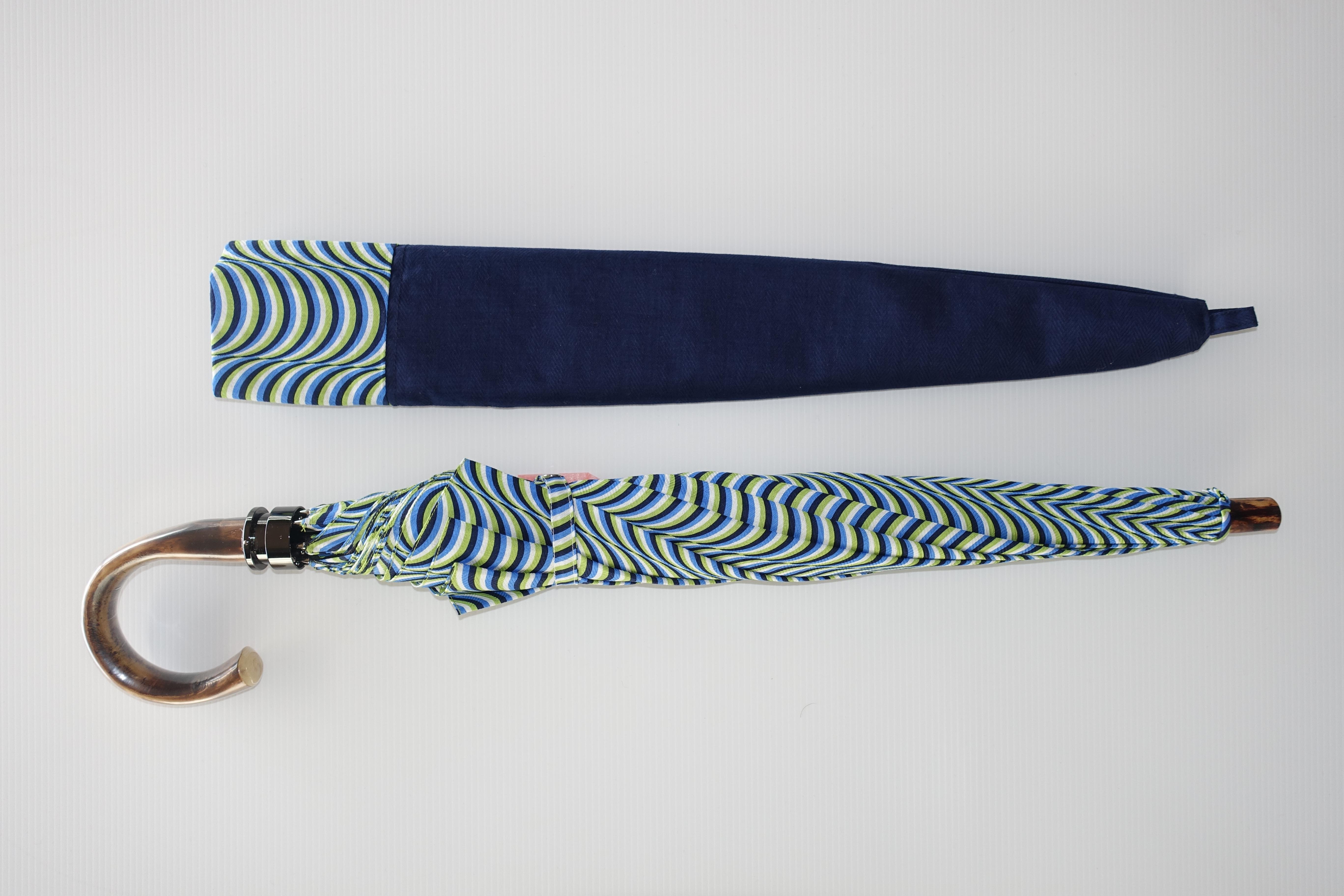 京都の伝統的な技法「手捺染(てなっせん)」仕上げ　二重張日傘（オーロラ×おねしょをしている時の夢：ブルー）