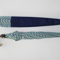京都の伝統的な技法「手捺染(てなっせん)」仕上げ　二重張日傘（オーロラ×おねしょをしている時の夢：ブルー） 7枚目の画像