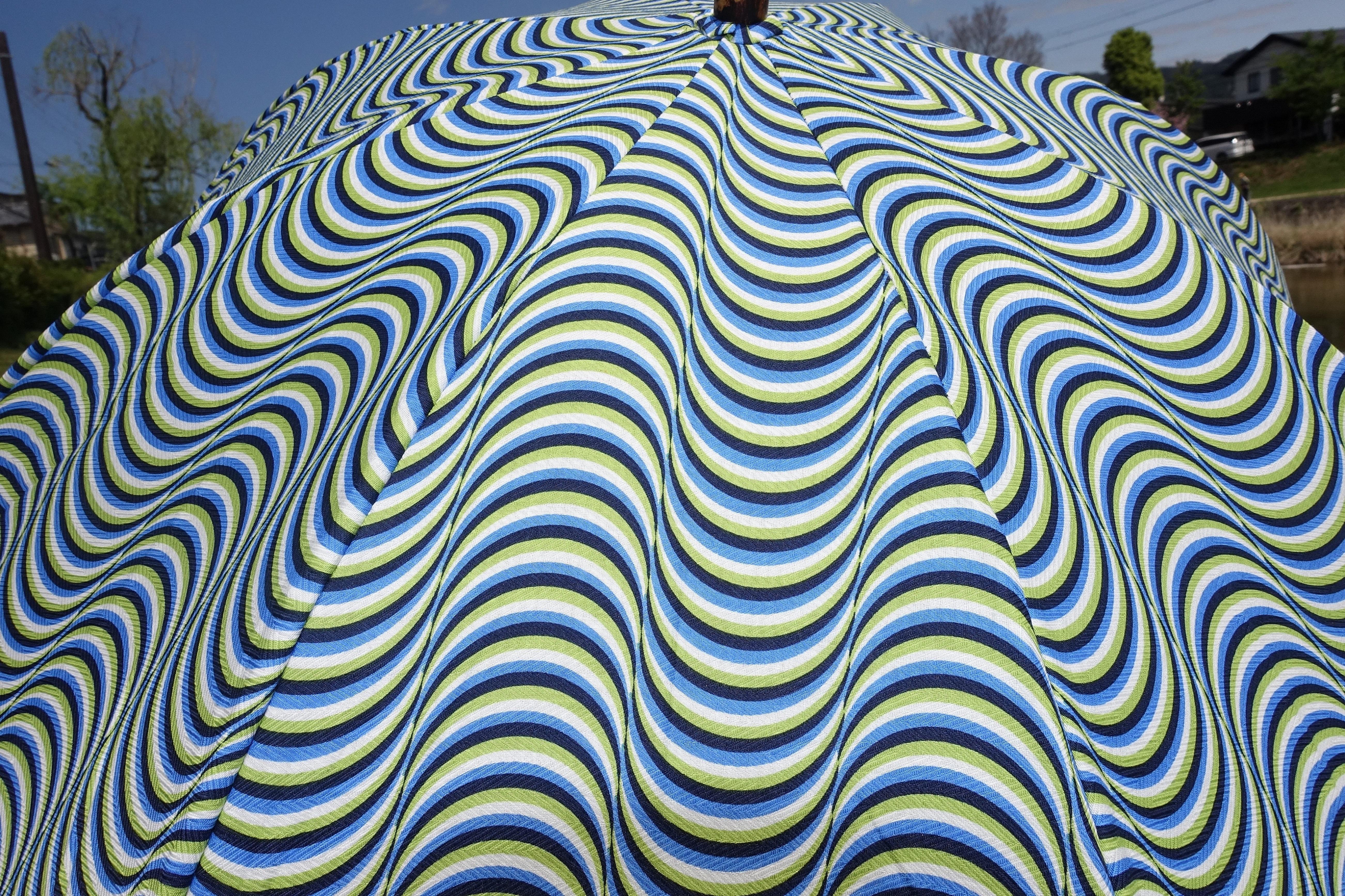 京都の伝統的な技法「手捺染(てなっせん)」仕上げ　二重張日傘（オーロラ×おねしょをしている時の夢：ブルー）