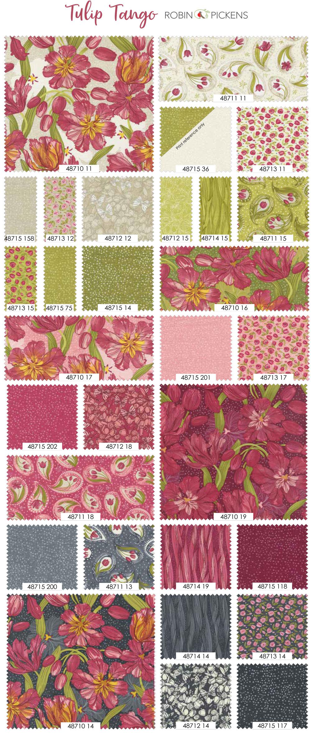 「Tulip Tango」レイヤーケーキ moda 生地 カットクロス　 Robin Pickens