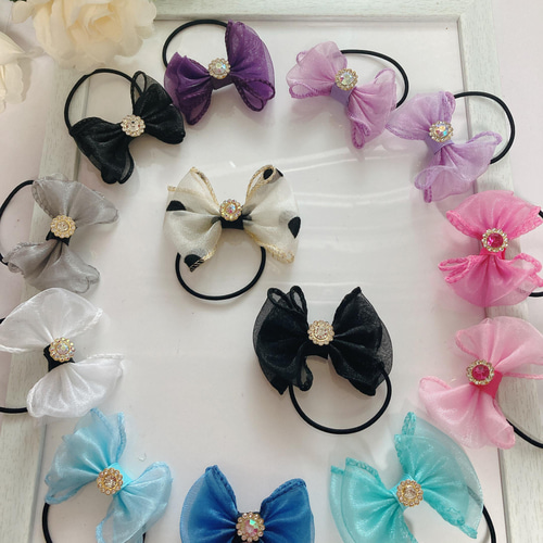 楽天市場】ハンドメイド リボンヘアゴム 9種類〔国産・手作り