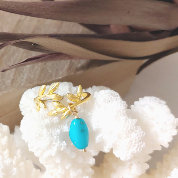 ♡Blue Sky piece Ring♡-鮮やかな美しさ♡スリーピングビューティーターコイズ（14kgf） 1枚目の画像