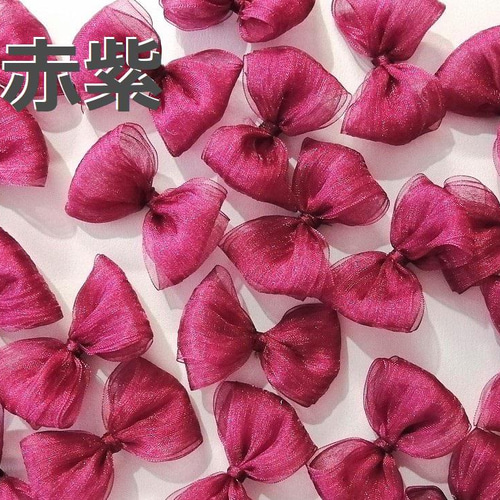 ふんわりかわいい♥ふわふわリボン5個セット【白・ピンク・赤紫・黒