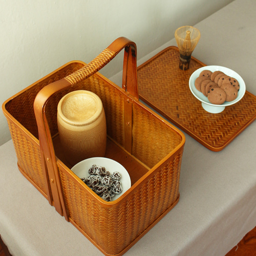 竹細工 極上品 茶道具 茶器収納 収納 手作工芸品  買い物かご 646a75494ac7fb178bf20e0f584bd9