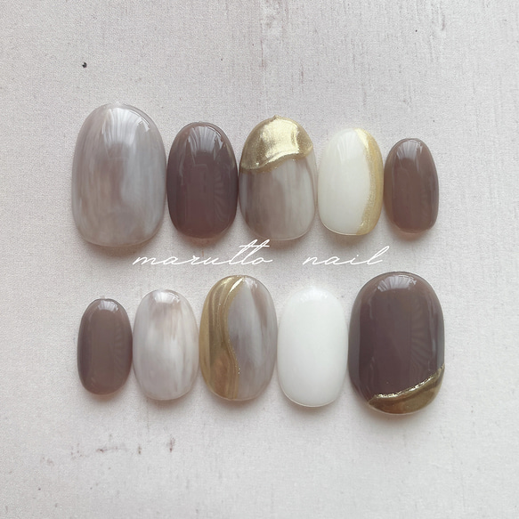 ネイルチップ　ニュアンスネイル　オーダー No.66 ニュアンスミラーネイルチップ ネイルチップ（つけ爪） marutto