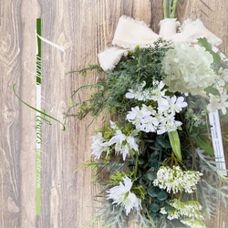 再販)アーティフィシャルフラワー・ハーブ&白い小花のグリーンスワッグ