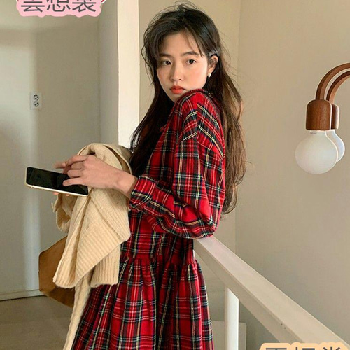 秋新作 ロングワンピース レトロ ゆったり 長袖 ロング丈 秋新作 ロングワンピース レトロ ゆったり 長袖 ロング丈