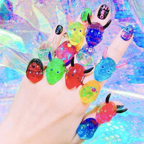 NEO 般若 〜怨念ブルー〜 (フリーサイズリング) 指輪・リング