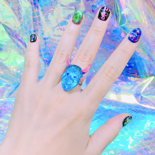 NEO 般若 〜怨念ブルー〜 (フリーサイズリング) 指輪・リング