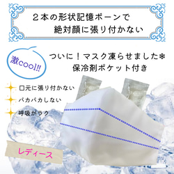 【最終残6】凍らせマスク　白無地【レディース】絶対顔に張り付かない　呼吸がラク　接触冷感　立体マスク　保冷剤　 1枚目の画像