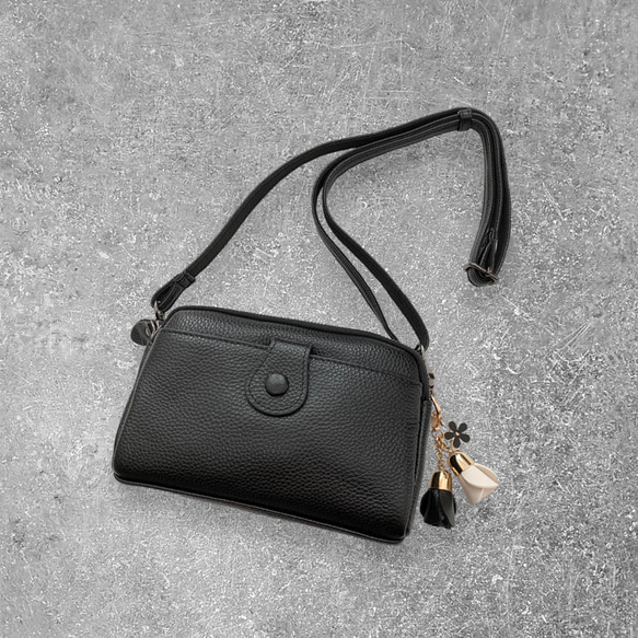 スマホポーチ スマホポシェット ショルダーバッグ 牛革 本革 横型 斜