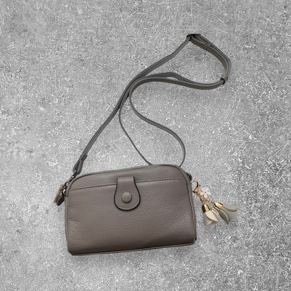 スマホポーチ スマホポシェット ショルダーバッグ 牛革 本革 横型 斜