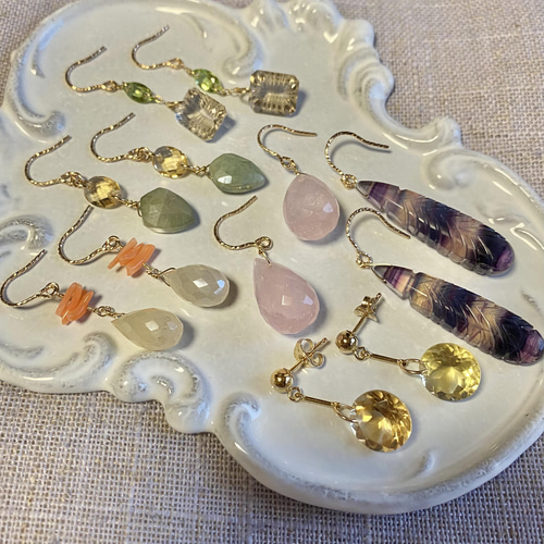 送料無料】14kgf 天然石 シャンパンクォーツ ラウンドファセット バー  