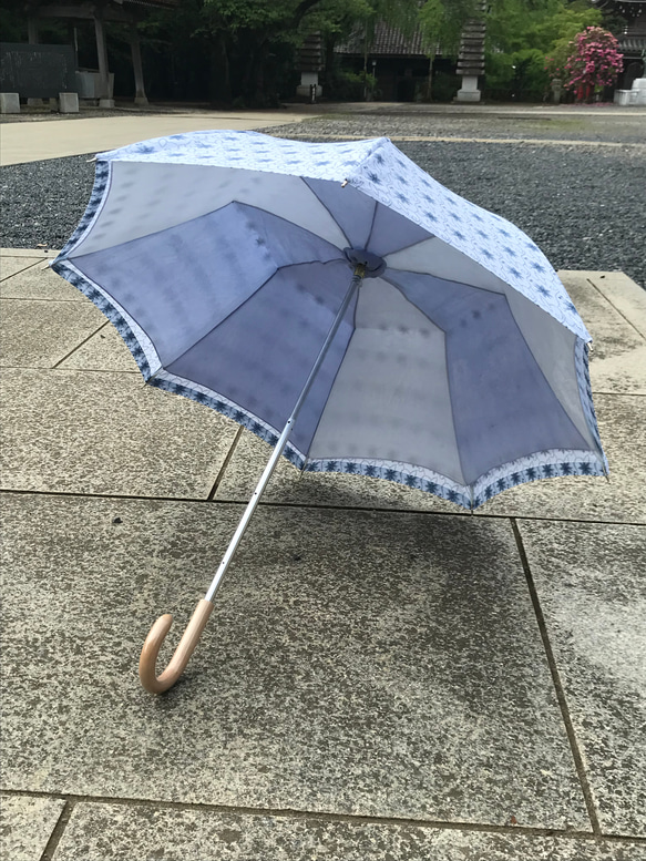 着物リメイク日傘　（かわず張り日傘）（スライド棒） 2枚目の画像