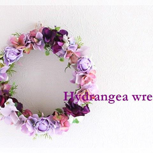 初夏リース】上品なパープル系の紫陽花リース。「Creema限定 初夏リース】上品なパープル系の紫陽花リース。「Creema限定