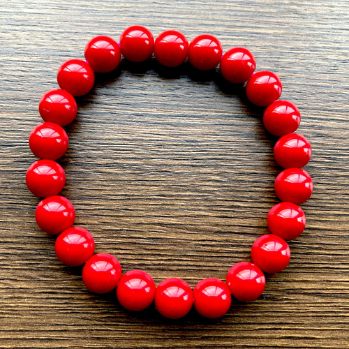 高品質AAAレッドコーラル(赤珊瑚)天然石ブレスレット！ 約6mm玉/約8mm