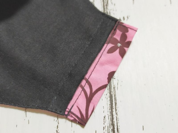 【3サイズ】布マスク★ハイビスカス　ピンク　フィルターポケット付　キッズ　レディース　メンズ 3枚目の画像