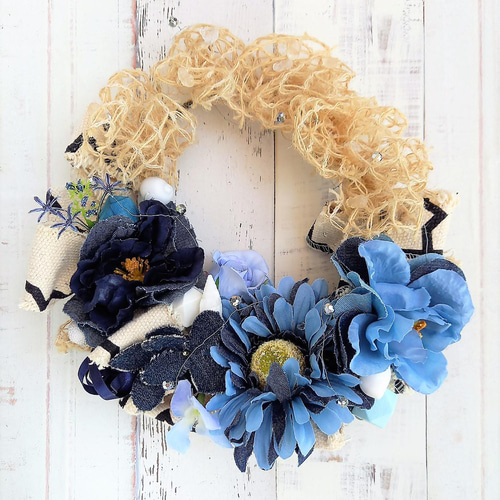 ブルーフラワー＊マリンリース リース atelier mum アトリエマム 通販  