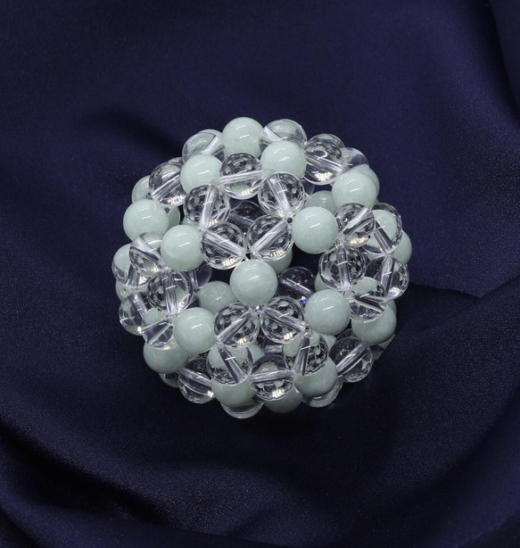 本翡翠８ｍｍと水晶を組み込んだ職人技のフラーレンボール 6枚目の画像