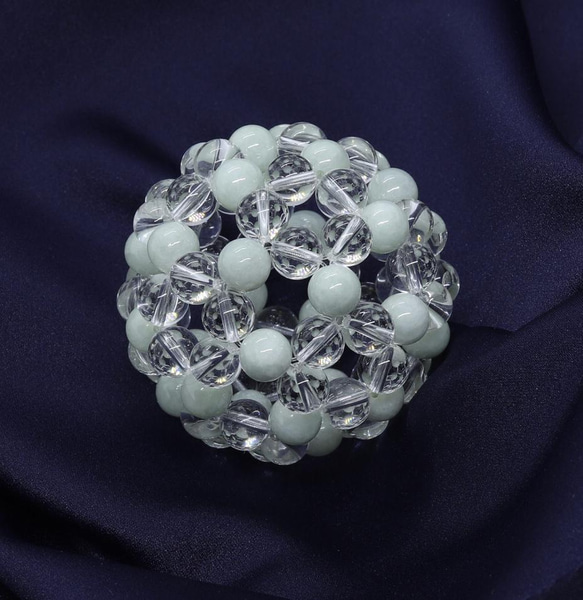 本翡翠８ｍｍと水晶を組み込んだ職人技のフラーレンボール 5枚目の画像