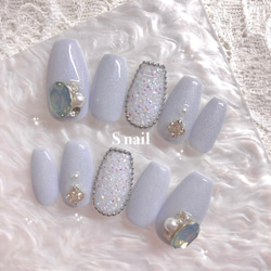 【No.1】オーダーチップ 水色 マグネット 韓国 サイズオーダー】 きらきらマグネットネイル ニュアンスネイル