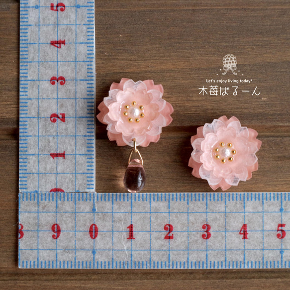 ほんのり八重桜ピアス/イヤリング 8枚目の画像