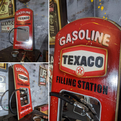 アメリカンヴィンテージ Style/ ウォールデコレーションミラー/ TEXACO & ガソリン 給油ノズル付/ 4枚目の画像