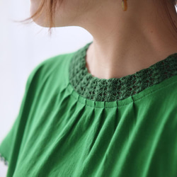 大人のTシャツ かぎ針編み半袖カットソー（21s-14）グリーン 10枚目の画像