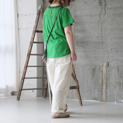 大人のTシャツ かぎ針編み半袖カットソー（21s-14）グリーン 8枚目の画像