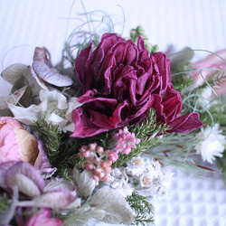 八重咲きチューリップと紫陽花のピンクの三日月リース●母の日リース◎22センチ 4枚目の画像