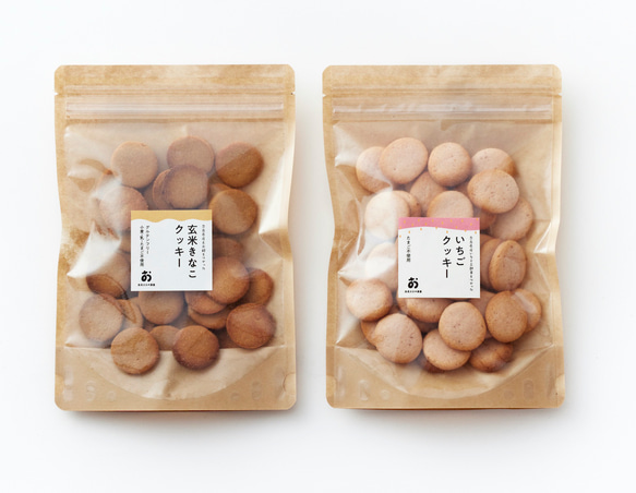 【食べ比べ】40枚クッキー2種「いちご＆きな粉」計2袋セット。全国一律送料230円 1枚目の画像