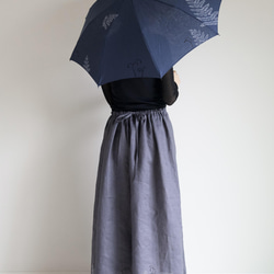 可定制 ◉ 手繪遮陽傘，海軍藍&lt;Fern fern&gt; 竹彎柄 第2張的照片