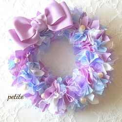 リボンリース・ブルー パープル リース petite ribbon 通販