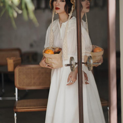 白色繡花荷葉領連衣裙|洋裝|夏春款|Sora-933 第9張的照片