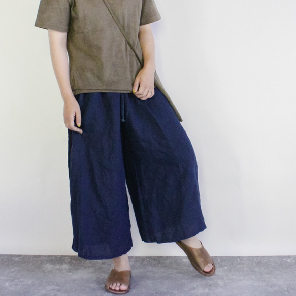 linen wide×wide / 群青色　藍染めリネンパンツ 8枚目の画像