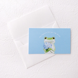 メッセージカード封筒セット（紫陽花とカエル） 2枚目の画像