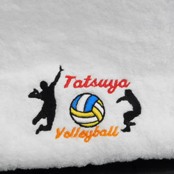 バレーボール好きの方へ お名前刺繍入り今治フェイスタオル バス