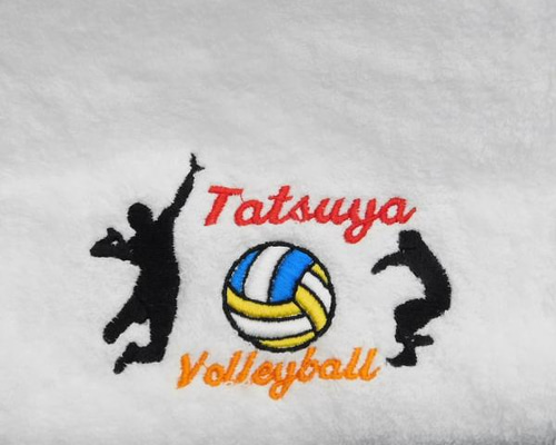 バレーボール　マスコット　ネーム刺繍　24個 Amazon｜バレーボール スポーツ ネーム 刺繍 名入れ フェイスタオル