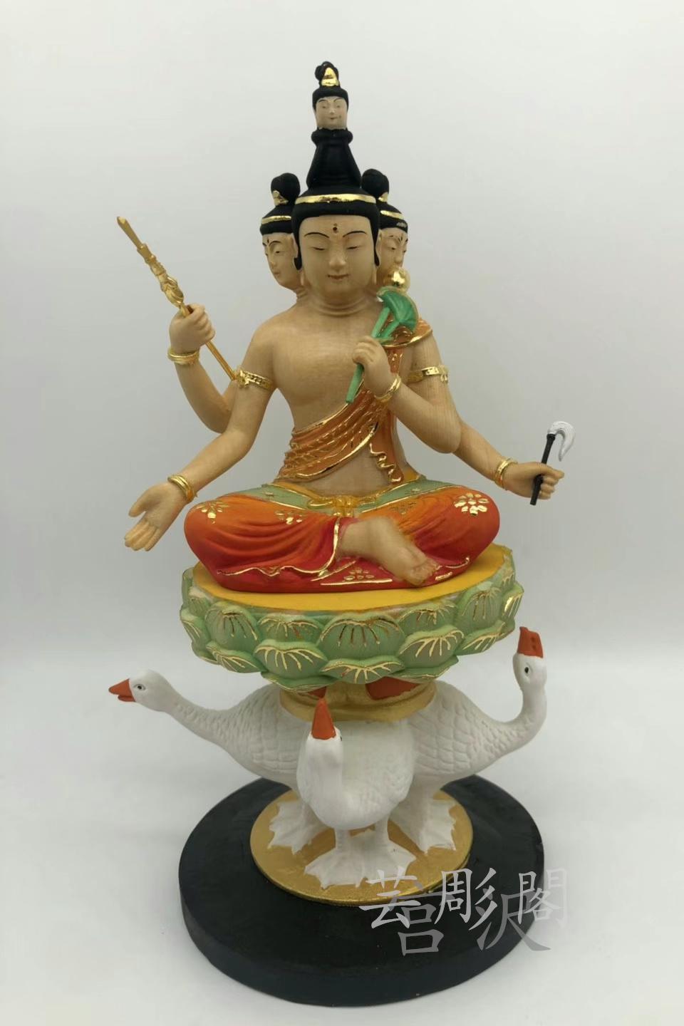 【修縁堂】大迫力 木彫り 仏像 大梵天座像 彫刻 彩繪 本金 切金 天然木檜材 修縁堂】大迫力 木彫り 仏像 不動明王座像 彫刻 一刀彫 天然木檜