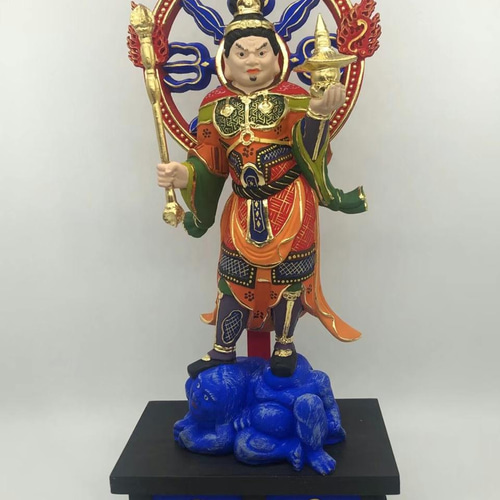 仏教美術 古木 厨子 彩色 毘沙門天像 仏像 仏像】リアル仏像 木造 毘沙門天立像 篁千礼特別彩色 | リアル