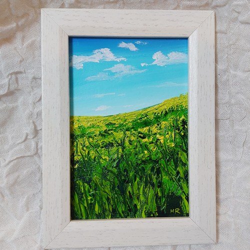 油絵 ミニ絵画 【揺れる草】 絵画 HR 通販 13796509｜Creema