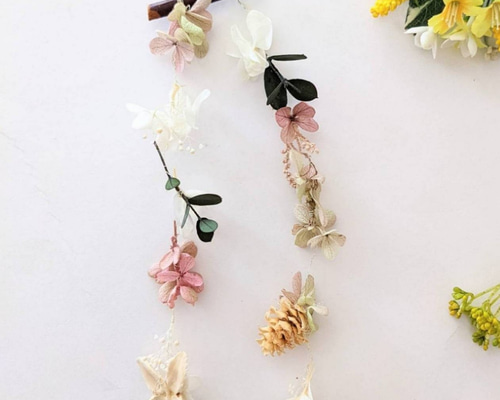 お花のモビール・ガーランド ナチュラル インテリア プリザーブド