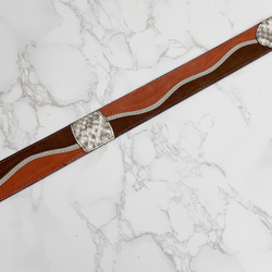 日本製　パイソン　パッチワーク　３５㎜巾　上質　ベルト　蛇革　ダイヤモンドパイソン　エキゾチックレザー 5枚目の画像